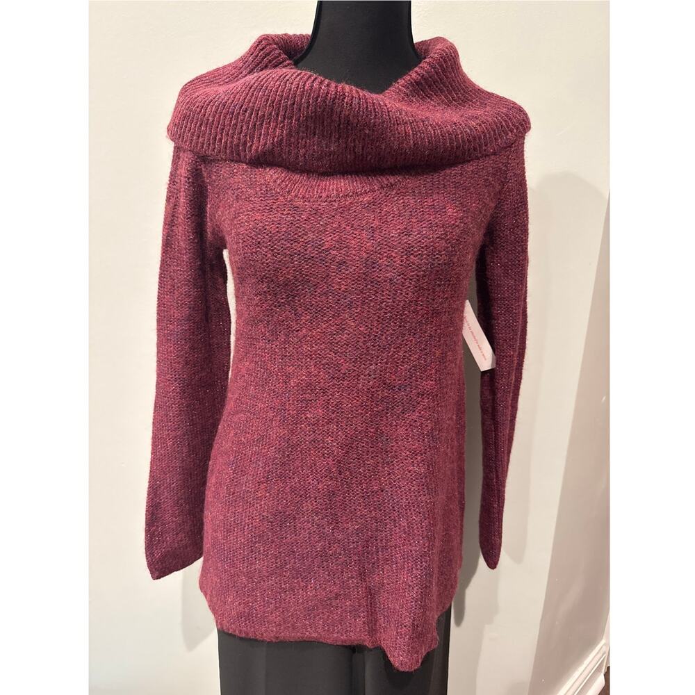 ModCloth Playing it Cowl Tunic Sweater Metallic Purple Burgundy XS NWT